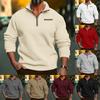 Plus Size Winter Padded Half Zip Standing Collar Pullover Solid Colour Casual Sweatshirt Men's Clothing