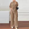 2023 Autumn/Winter Women's Long-Sleeve Top & Wide-Leg Pants Solid Color 2-Piece Casual Sportswear Set