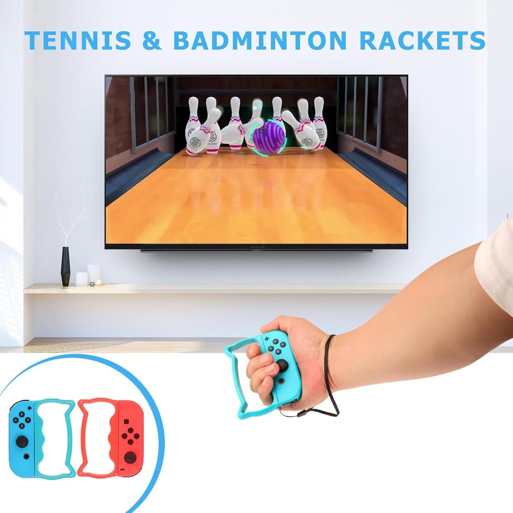 EOVOLA 18 in 1 Accessories Kit for Nintendo Switch / OLED Sports Games, Tennis Rackets, Comfort Grips Golf Clubs, Swords, Wrist Bands and Leg Strap