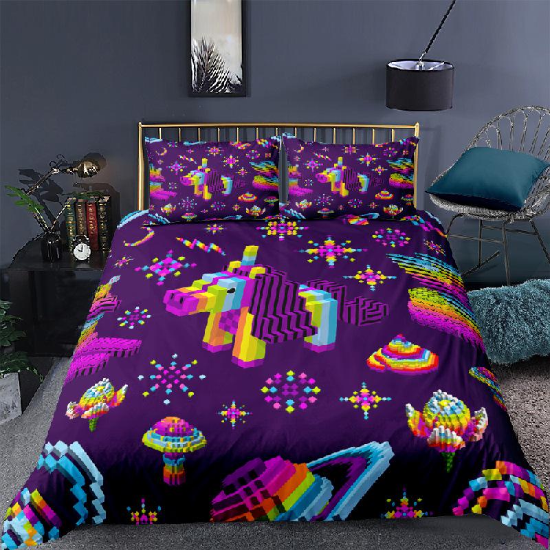 Красочные игрушки пододеяльник забавные строительные блоки постельное белье комплект с наволочками для малышей подростков мальчиков девочек подарок декор спальни