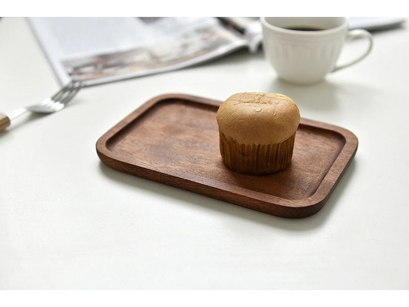 Japanese Solid Wood Rectangular Walnut Tray - Dinner, Dessert, or Fruit Plate