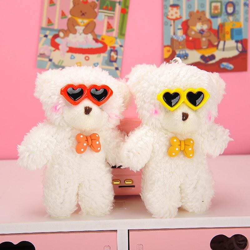 Мультяшный медведь кукла милый плюшевый румянец очки медведь брелок кулон мягкая игрушка сумка украшение пара друзья аксессуары дети подарок