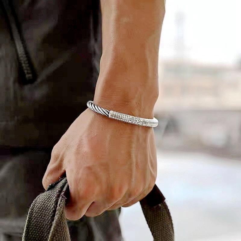 Вдохновленный винтажем браслет-мантра из шести слов, регулируемый, для мужчин, модное заявление, ретро-шарм, духовное значение