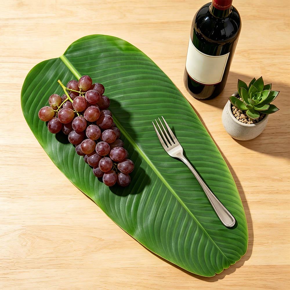 Tropical Artificial Banana Leaf Place Mats Large Drink Cup Coasters Fruits Plate Table Decoration