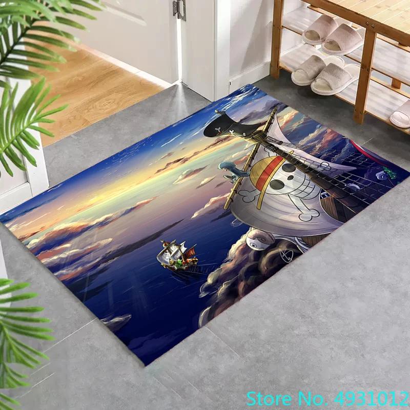 Creative 3D Cartoon Carpet Anime One Piece Ace Anime Print Living Room Bedroom Decoration Rug Children Anti Slip Crawling Mat