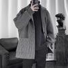 Мужское вельветовое шерстяное пальто средней длины в корейском стиле — модная ветровка выше колена на весну и осень.