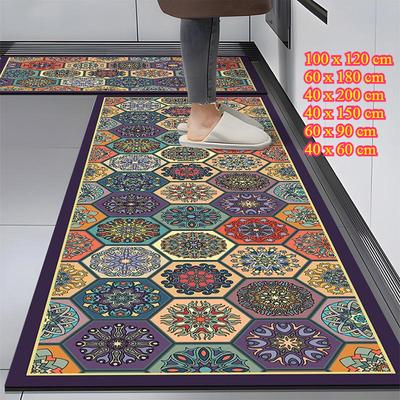 Бохо Кухонные коврики Набор Пена с памятью Красочная Керамическая Комфортная Плитка Напольный коврик Против усталости Нескользящий Коврик-дорожка Водо- и Маслостойкий Ковер Раковина для прачечной