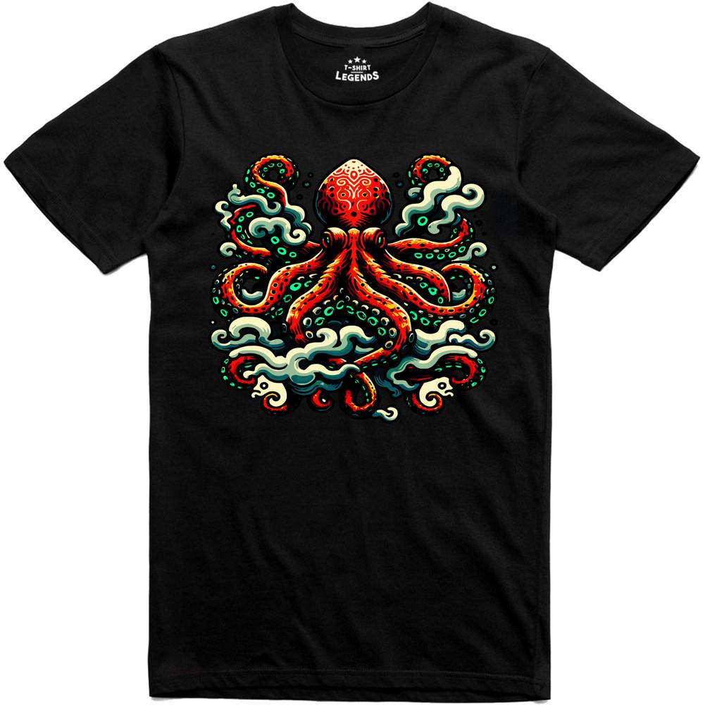 T-Shirt Homme Octopus Imprimé Nature 100% Coton Coupe Régulière