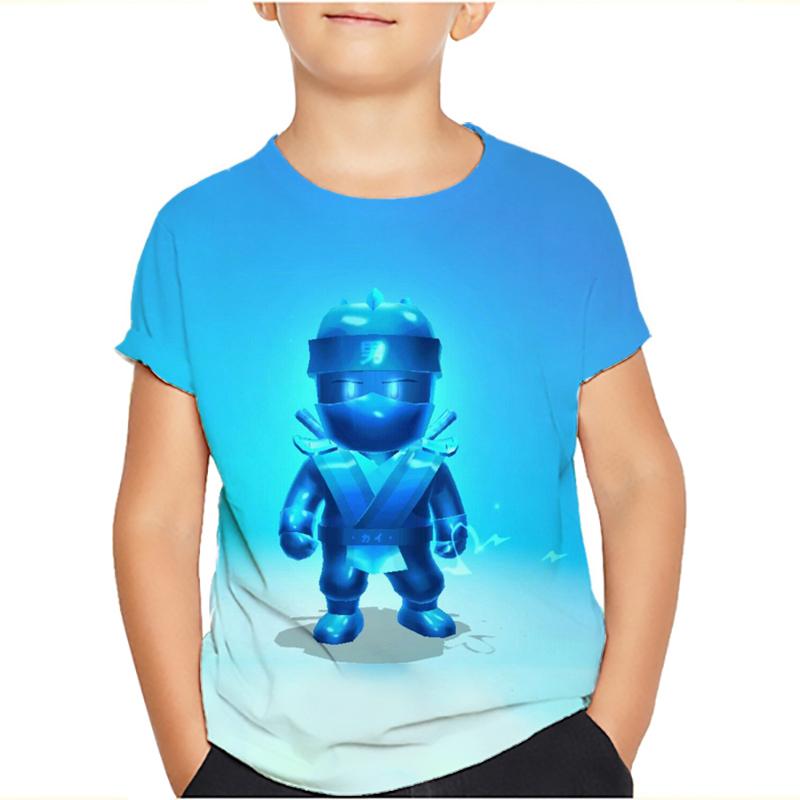Футболки для детей Stumble Guys Stumble Game Cartoon 3D Print с коротким рукавом для мальчиков/девочек с круглым вырезом, модные футболки для мальчиков, футболки, топы, одежда