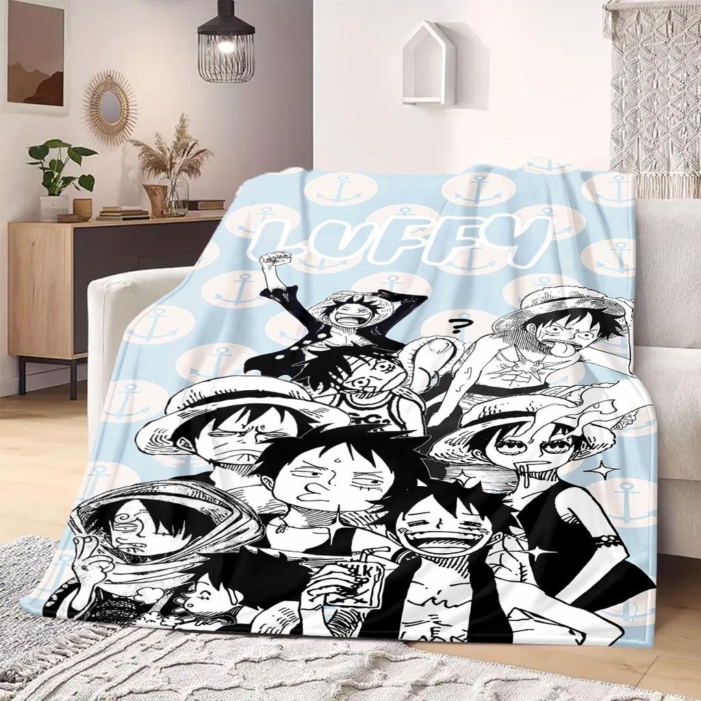 Фланелевое одеяло из аниме OnePiece Теплое, Уютное, Подходит для спален, Диванов, Кроватей, Стульев, Пикников, Путешествий