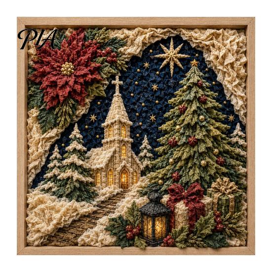 Layered Fabric Texture Art 3D Christian Poke Kit for Adults, Faith Inspired Holiday Craft Kits Kids Kit, DIY Christmas Wall Handmade Religious
