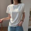 Футболка из чистого хлопка с коротким рукавом и круглым вырезом для женщин, простые летние топы 2010 года, черные повседневные свободные базовые женские футболки, белая одежда