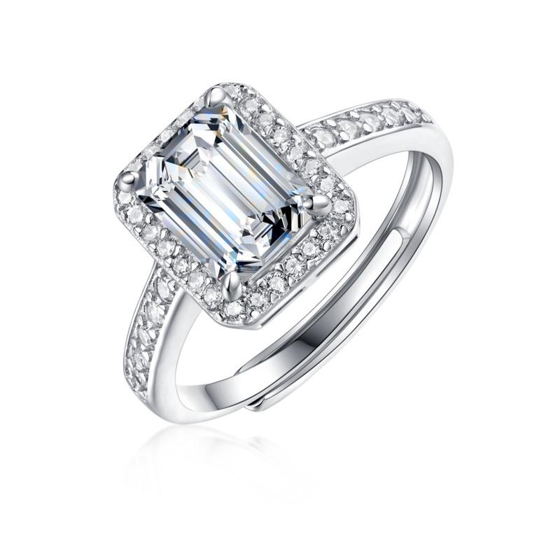 Bague Ringen S925 Silver Set 1ct/2ct Square Moissanite Princess Women's Fashion Gift Living Ring Jewelry