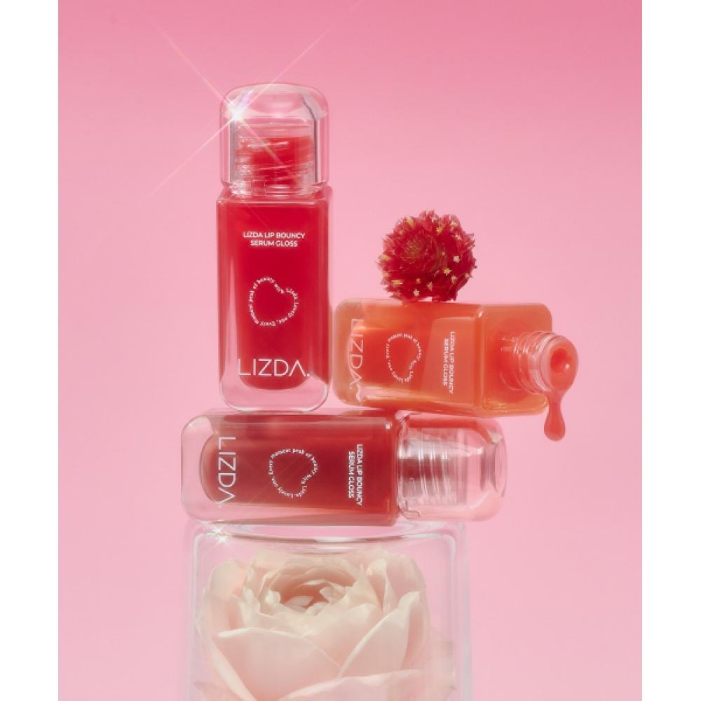 Lizda Сыворотка-блеск для губ Bouncy Serum Gloss + Румяна-сыворотка в капсулах + 2 Мини-спонжа в форме сердца