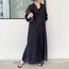 Women Korean Style Long Sleeve Solid Shirt Dress Loose Maxi Dresses Vintage Cotton Linen Robe Femme