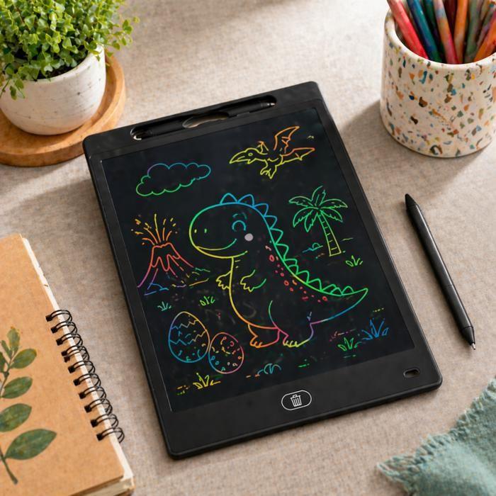 Tablette graphique LCD - SHOP-STORY - 12 pouces - Écran multicolore réactif à la pression - Stylet ergonomique - Noir