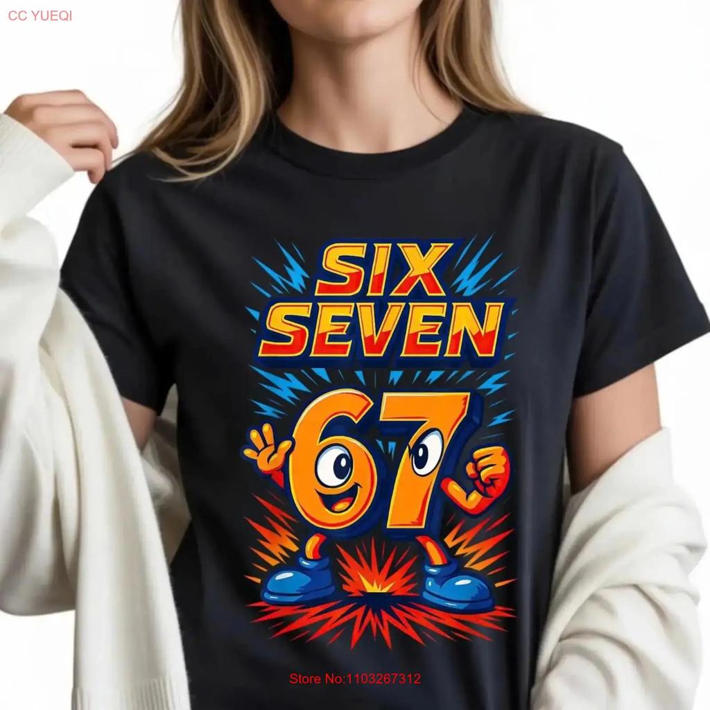 Six Seven 67 Comic Style T Shirt Retro Cartoon Vintage Homme Versatile Breathable Stretched Top For Everyday Wear
