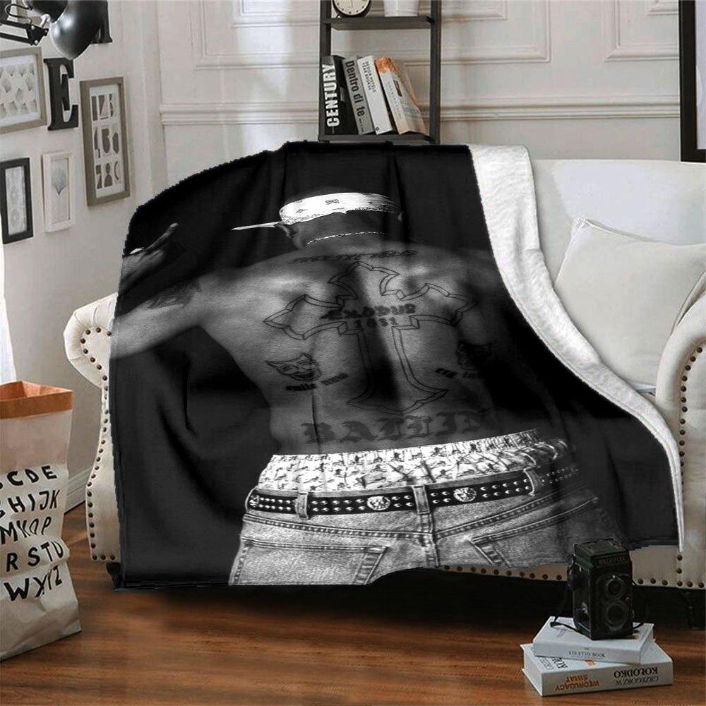 1 шт. Плед в стиле Hip Hop 2Pac, Мягкий, Легкий, Для всех сезонов, Многоцелевой плед для дивана, кровати, офиса и пикников, Французский стиль с культовыми обложками альбомов и цитатами