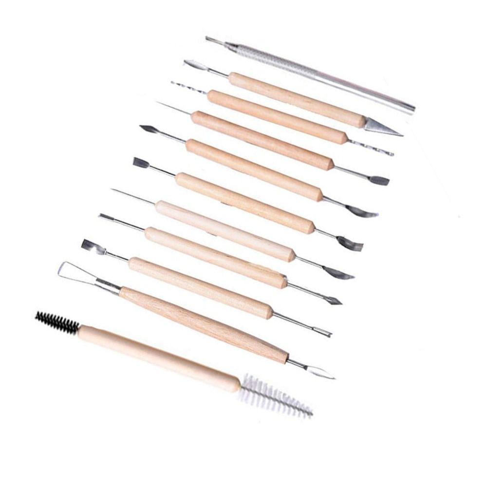11 шт., набор инструментов для лепки из глины, набор инструментов для резьбы по керамике и керамике, инструменты из глины с деревянной ручкой