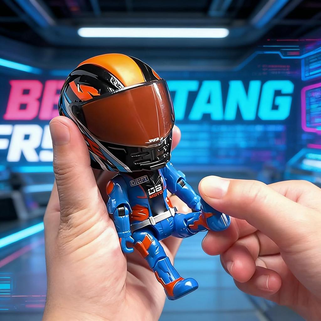 Mini Moto Helmet Heroes Transforming Ornaments with Hidden Racers Inside, Motorcycle Helmet Action Figure with 360-Degree Articulated Joints