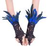 Women's Feather Wrist Cuffs Gothic Lace Feather Long Fingerless Gloves