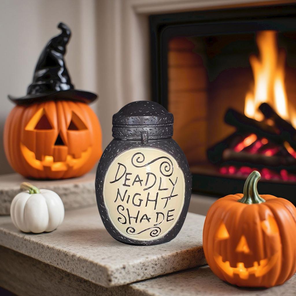 THE Before Christmas Deadly Night Shade Jar Ceramic Candle Jasmine With 30-Hour Burn Time
