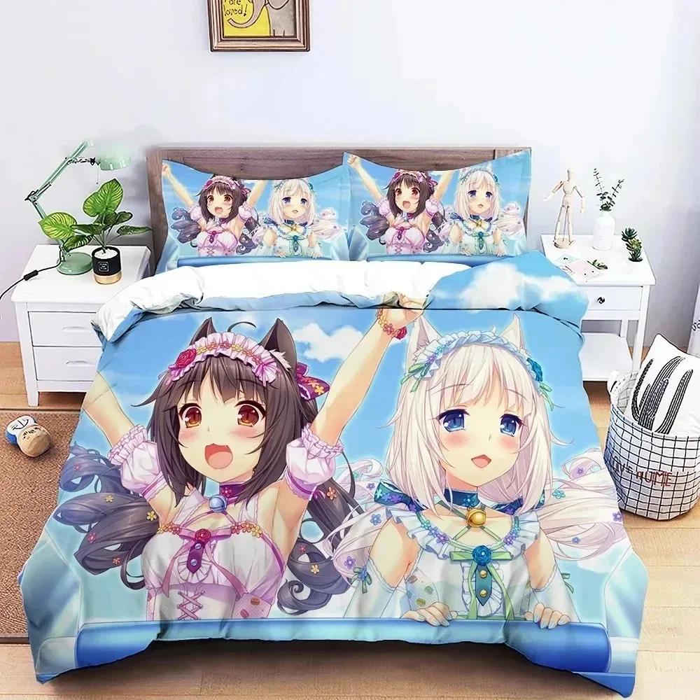 Аниме Nekopara Сексуальная Девушка Комплект Постельного Белья Мальчики Девочки Размер Twin Queen Пододеяльник Наволочка Постельное Белье Дети Взрослые Домашний Текстиль