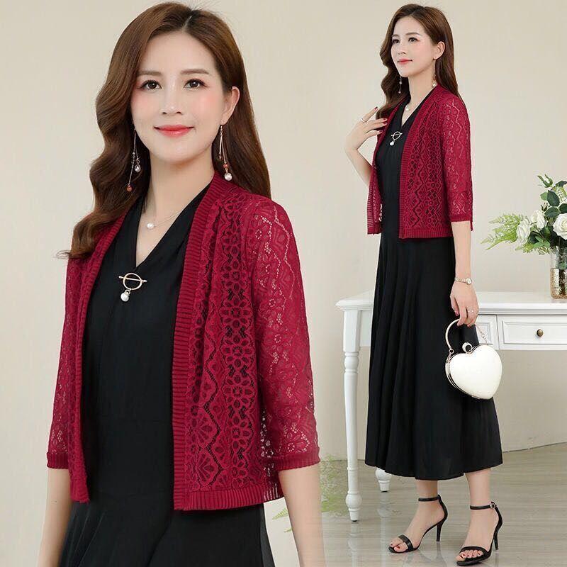 Summer Women Lace Jacket Thin Cardigan Open Front Lace Top Plus Size Lace Blouse Loose Sun Protection Shawl