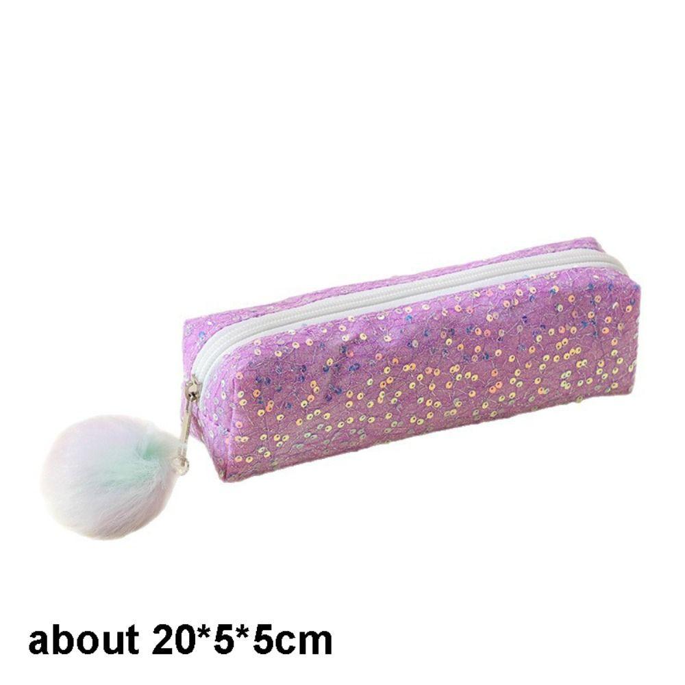 Large Capacity Sparkle Pen Bag Glitter Cosmetic Organizer Portable Pencil Storage Case Universal