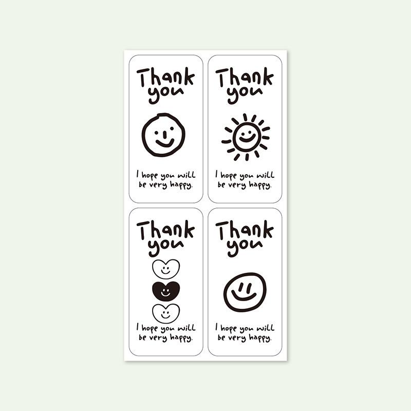 100pcs/25sheets Cute Rectangular Sticker Gift Box Decor Open Me Stickers Thank You Stickers for Small Business Packaging 3*6CM