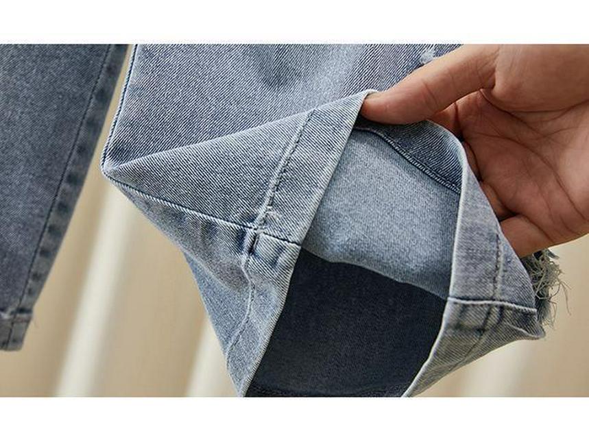 2025 Весна/Осень Джинсы широкие свободные для девочек-малышек с необработанным краем, в корейском стиле