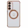 For Samsung Galaxy S23 Case Compatible with MagSafe Electroplated TPU Phone Cover Hollow Love Hearts
