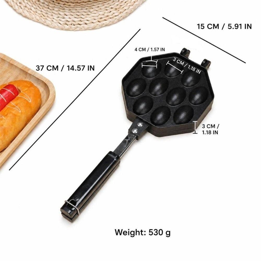 Anti-Scald Handle Egg Waffle Pan Non-Stick Coating Stovetop Waffle Pan Breakfast