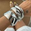 Exaggerated Glossy Fashion Wide Face Open Bracelet Female, Personalized Threaded Geometric Bracelet Hand