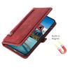 For iPhone 17 Pro Case Zipper Pocket 9 Card Slots PU Leather Phone Cover with Wrist Strap