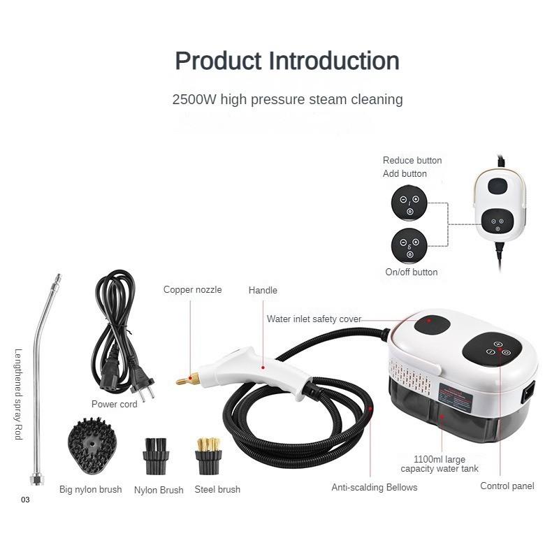 High-Temperature Steam Cleaner Small Scale Sterilization And Mite Removal Fumigation Machine Kitchen Oil Fume Cleaning Machine 2500W