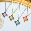 Fully Diamond Four-leaf Clover Necklace for Women Fresh, Simple, Fashionable and Versatile Temperament Collarbone Chain