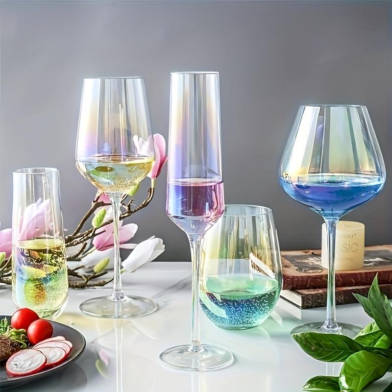 2 шт., очки, стеклянная чашка, бокалы для вина, скандинавский стиль, хрустальное стекло, u-образный графин, бытовой Радужный графин для вина, кухонные принадлежности