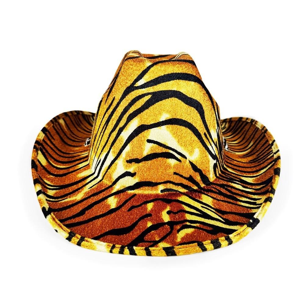 Adjustable Bowler Hat Zebra Tiger Leopard Printed Cosplay Hat Prom Show Halloween Party Hat