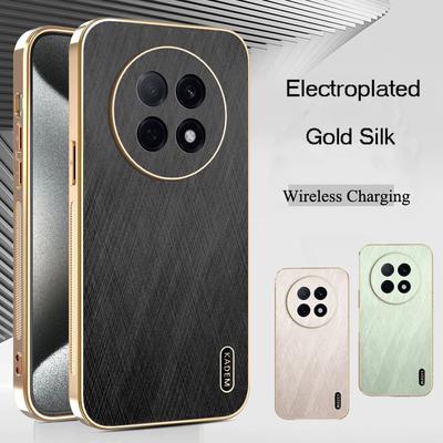 Чехол с золотой шелковистой кожаной текстурой с гальваническим покрытием для Oppo Realme 14 13 12 Pro Plus Ультратонкая гальванизированная накладка Realme GT 7 Pro Neo6 SE