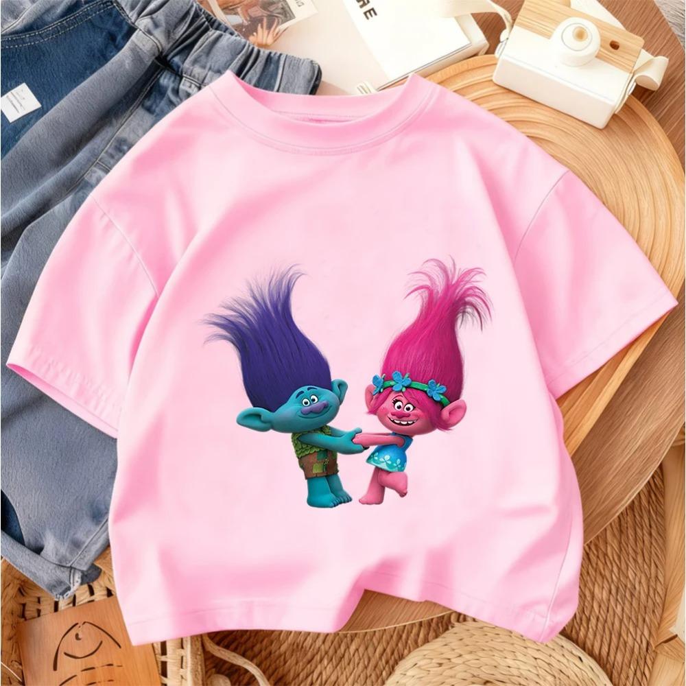 Summer Casual Boys Girls Tee Trolls Kawaii Design Kids Street Style Fashion 3-14 Age