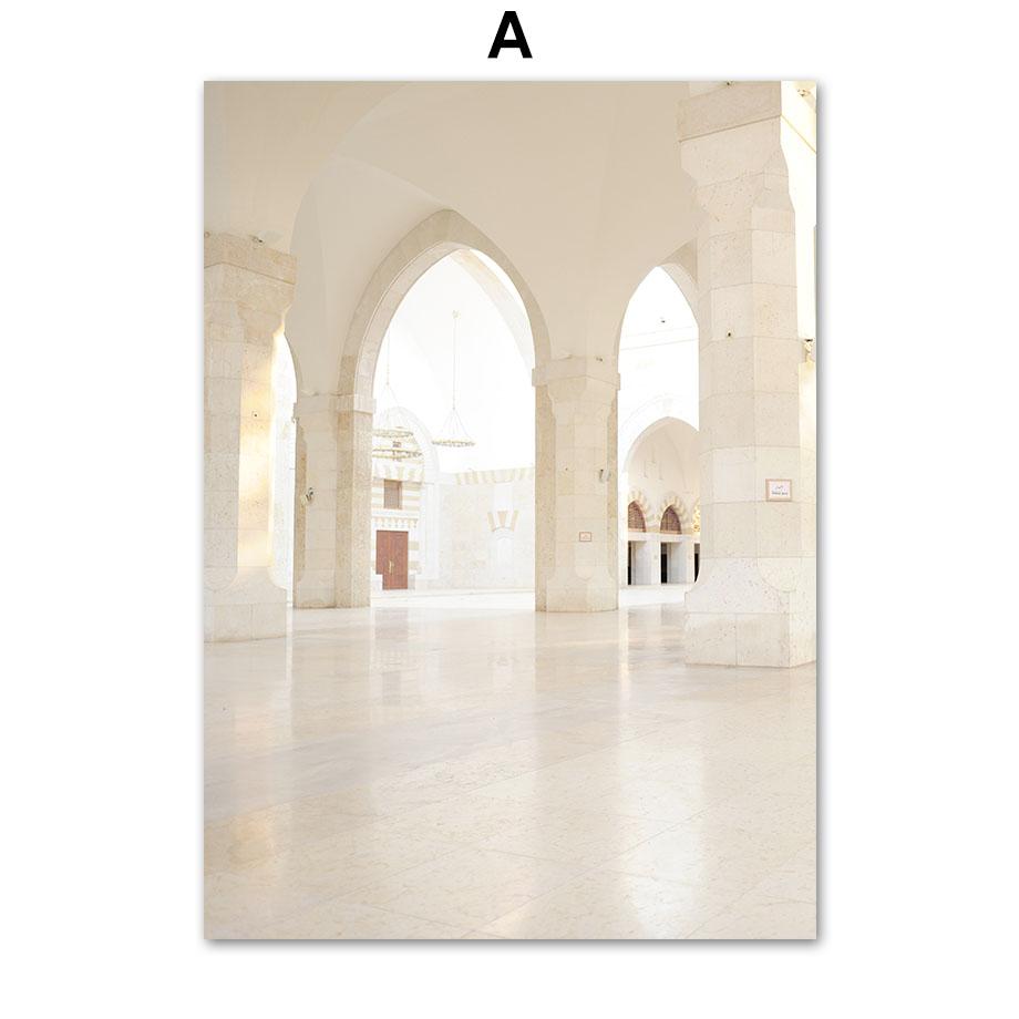 Исламская мечеть Коран Галерея Дверь Цветы Плакаты Печать Настенное искусство Холст Картина Скандинавские настенные картины для декора гостиной