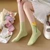 5Pairs Breathable Mid Tube Socks Thin Socks for Women Cute Tulip Flower Socks  Lady