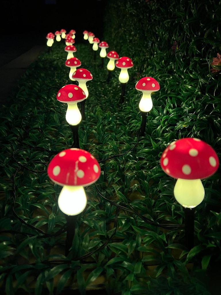 Солнечные гирлянды в виде грибов: Уличный садовый декоративный светодиод для Рождества и праздников