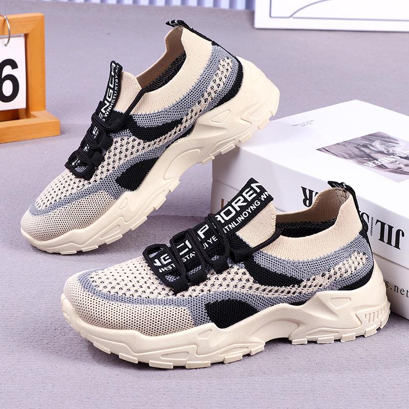 Женские летние дышащие кроссовки- dad sneakers Flyknit с эффектом увеличения роста - Повседневная обувь для бега в корейском стиле с мягкой подошвой