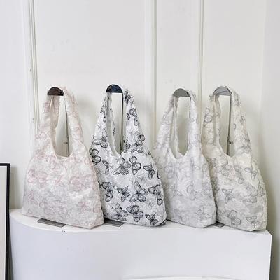 Кружевная холщовая сумка с бабочкой, женская новая модная литературная сумка в корейском стиле, студенческая сумка большой вместимости