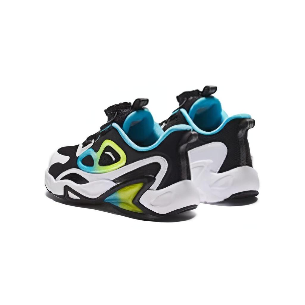 Anta Kids Fabric Round Head Knob Shock Absorbing Wear Resistant Low Top Casual Shoes Kids Sneaker Black White Green 312419988-2