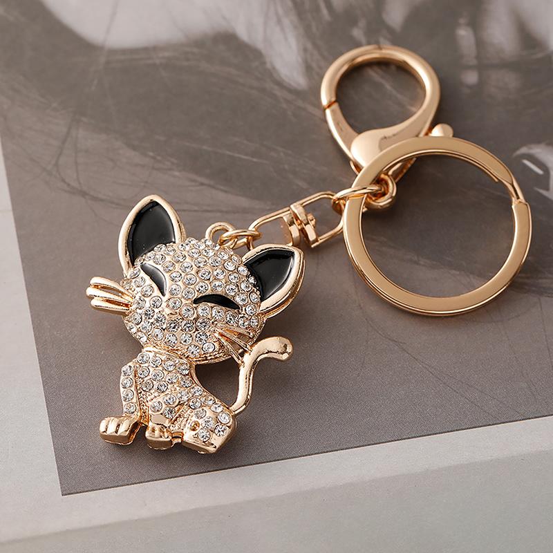 Брелок-подвеска в виде мультяшного животного-кошки с металлическим кольцом для женских сумок и автомобильных ключей, подарок на день рождения