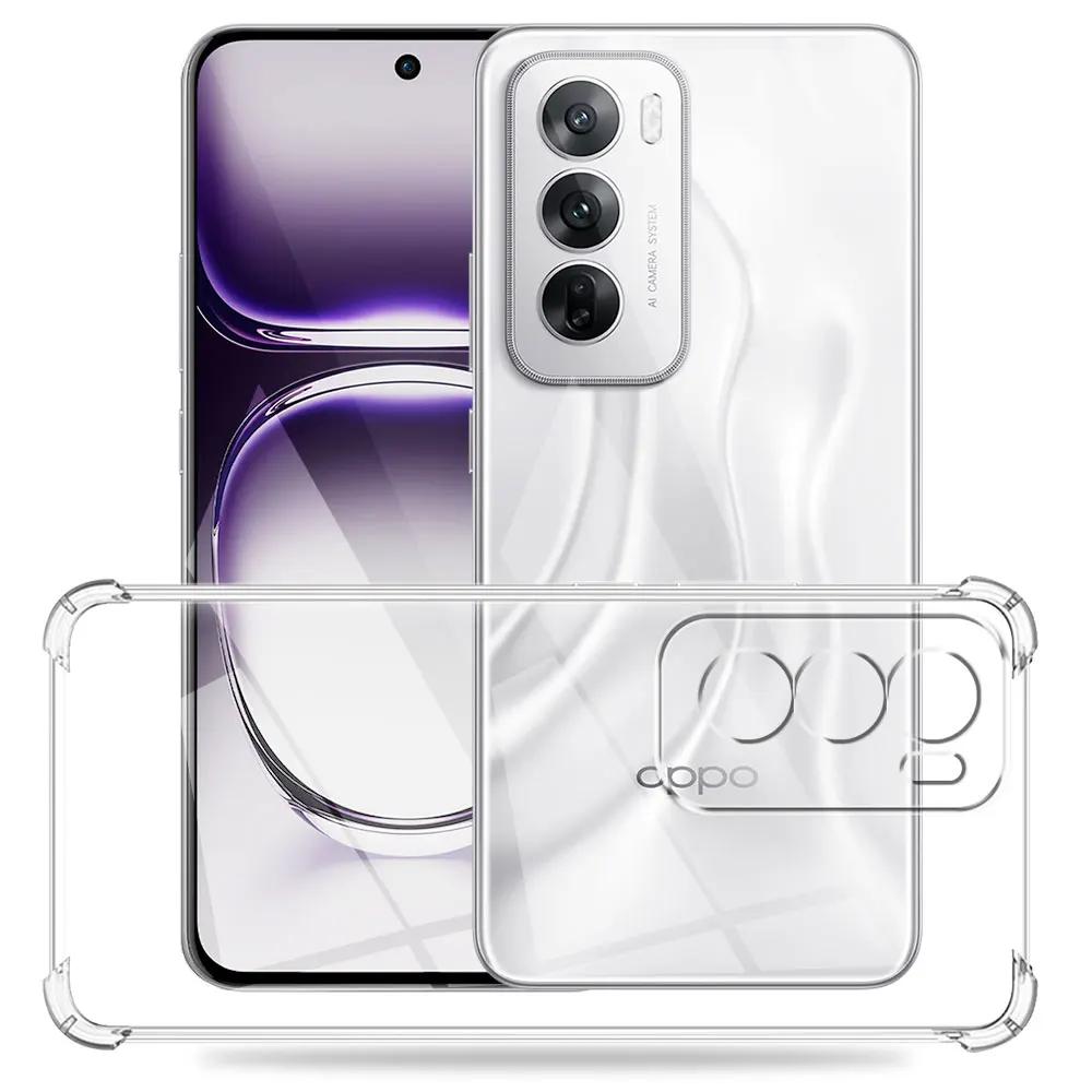 Для Oppo Reno12 Pro CPH2629 Чехол Прозрачный Противоударный Силиконовый Мягкий Чехол для Телефона или Oppo Reno12 CPH2625 Прозрачная Защитная Задняя Крышка