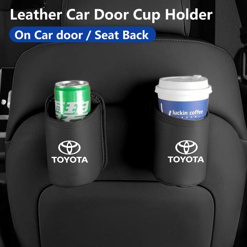 Leather Car Door Cup Holder Drink Storage Keys Organizer For Toyota Corolla Yaris Camry Prius RAV4 CHR Hilux Aygo Accessories